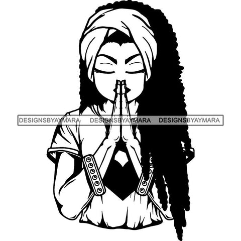 Afro Lola Praying God Lord Prayers In God We Trust .SVG Clipart Cutting Files For Silhouette and Cricut and More!