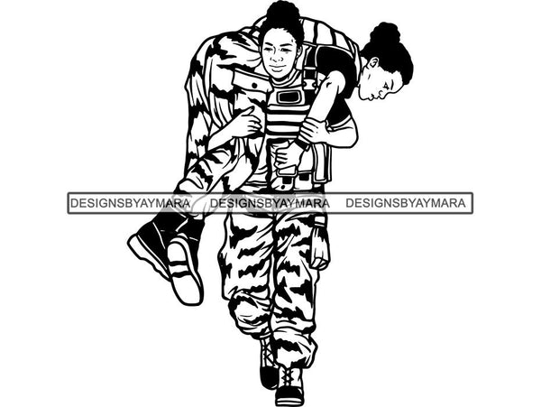 Military Woman USA Proud Melanin SVG Cut Files