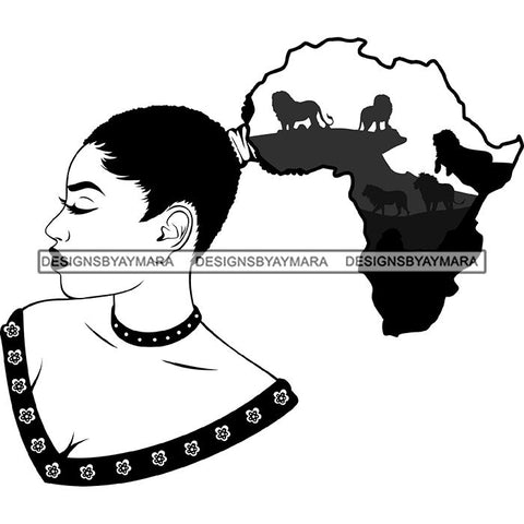 African American Woman Goddess Safari Savanna Africa Continent SVG Files For Cutting and More!