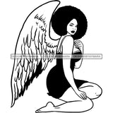 Afro Angel Black Woman SVG Cutting Files For Silhouette Cricut and More