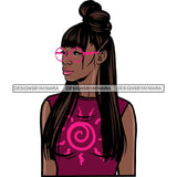 Ebony Afro Woman Nubian Melanin Brown Skin Makeup Model Glasses Accesories SVG Cut Files