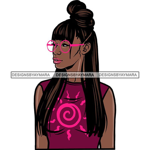 Ebony Afro Woman Nubian Melanin Brown Skin Makeup Model Glasses Accesories SVG Cut Files