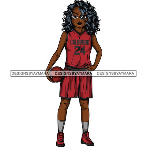 Afro Lola Basketball Player Sport Woman SVG Clipart Vector Cutting Cut Files