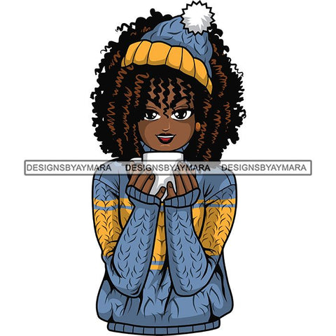 Afro Lola Christmas Winter Hot Coffee Cocoa Mood .SVG Cutting Files For Silhouette and Cricut and More!