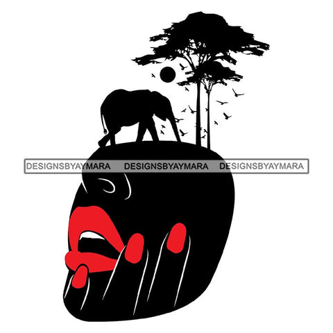 Sensual African Artwork Woman Face Proud Roots Safari Savanna Africa Continent Exotic Environment SVG Files For Cutting and More!