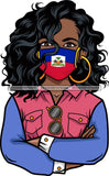Afro Lola Wearing Face Mask Flags Haiti Country Proud Roots Virus SVG Cutting Files For Silhouette Cricut and More!