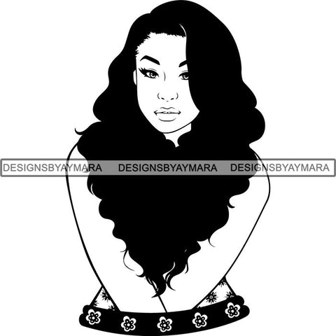 Beautiful Afro Woman Unique Designs In Black and White SVG Cutting Files For Silhouette Cricut and More