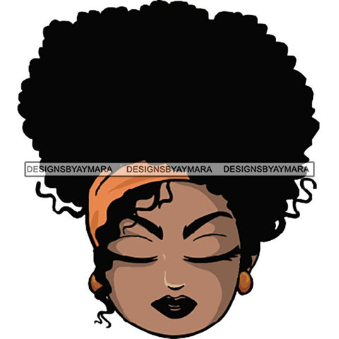 Afro Lola Cute Closed Up Face Eyes Close Meditation .SVG Clipart Vector Cutting Files
