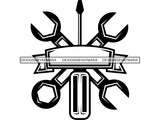 Handyman Tool Kit Set Symbol Design Vector Mechanic Toolbox Technician Equipment Banner Logo Sign .PNG .SVG Clipart Vector Cricut Cut Cutting