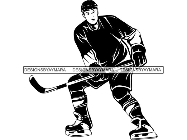 Hockey Player Sport Game Ice Rink Action Hobby Athlete Athletic Blue Team Tournament Competition .JPG .PNG .SVG Clipart Vector Cricut Cut Cutting