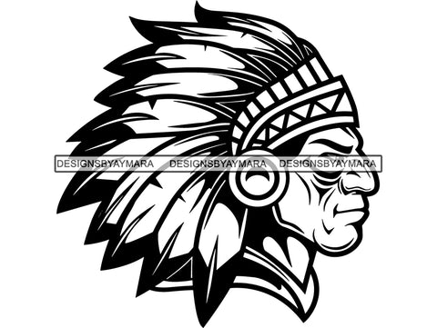 Indian Ethnic Native American Mask Mascot Chief Head Traditional Culture Cherokee Headdress Gear .JPG .PNG .SVG Clipart Vector Cricut Cut Cutting