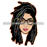 Melanin Woman Wearing Sunglass Locus Hair Style Design Element White Background Smile Face Business Card Dreadlocks Cute Beautiful Face SVG JPG PNG Vector Clipart Cricut Cutting Files