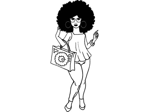 Afro Beautiful Black Woman SVG African American Ethnicity Queen Diva Classy Lady  .SVG .EPS .PNG Vector Clipart Digital Cricut Circuit Cut Cutting