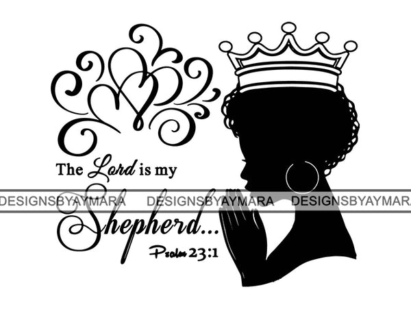Afro Woman Praying SVG File For Silhouette and Cutting.