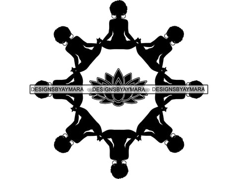 Woman Yoga Pose Meditation Love Text Silhouette Afro Fro African Instructor Vector Design Symbol  .SVG .EPS .PNG Vector Space Clipart Digital Download Circuit Cut Cutting