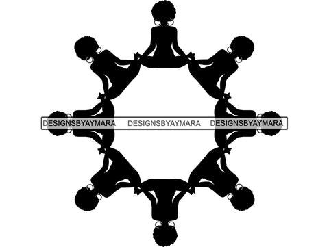 Woman Yoga Pose Meditation Love Text Silhouette Afro Fro African Instructor Vector Design Symbol  .SVG .EPS .PNG Vector Space Clipart Digital Download Circuit Cut Cutting