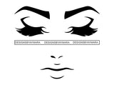 Black And White Woman Symbol Artwork Design Element Symbol Artwork Silhouette White Background Close Eyes Vector Eyelash SVG JPG PNG Vector Clipart Cricut Cutting Files