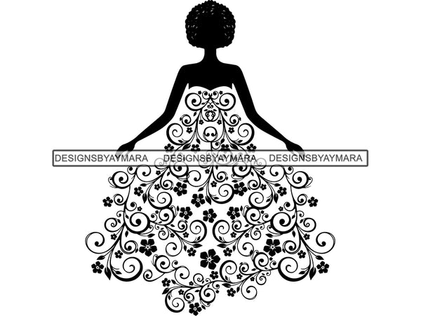 Afro Goddess Silhouette Wedding Dress SVG Cutting Files