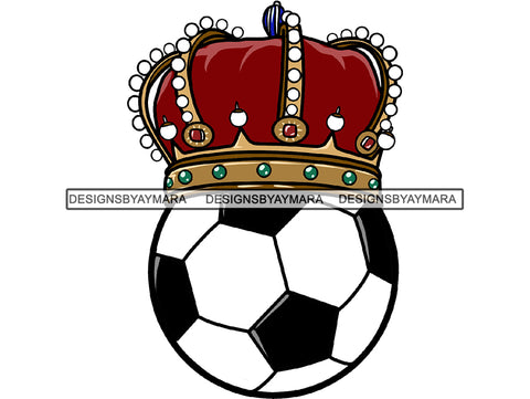 Soccer King Winner Sport Champion Varsity Player Game Ball Crown Gold Champ Trophy Tournament Art .SVG .EPS .PNG Vector Clipart Cricut Circuit Cut Cutting